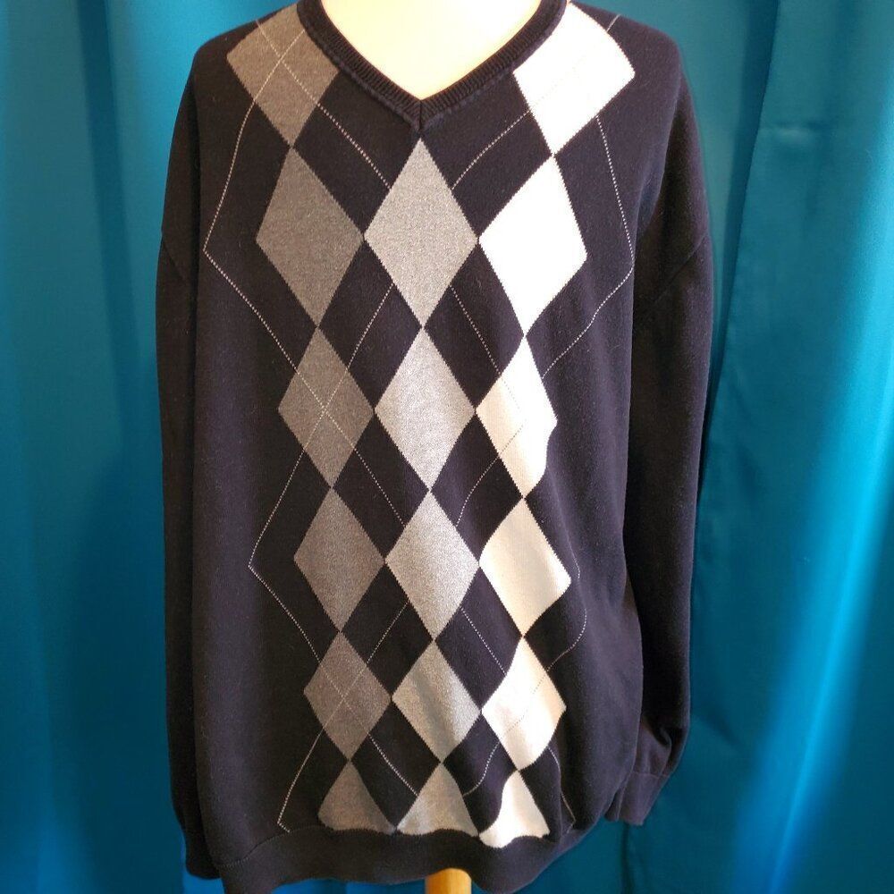 Vintage Claiborne 100% Cotton Argyle sweater
